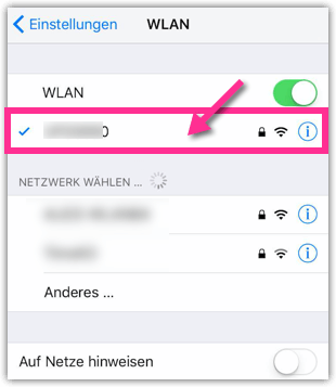 Screenshot, iPhone Wlan Netz auswählen