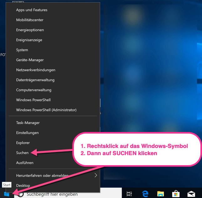 Screenshot, Windows 10 Suche Systemeinstellungen